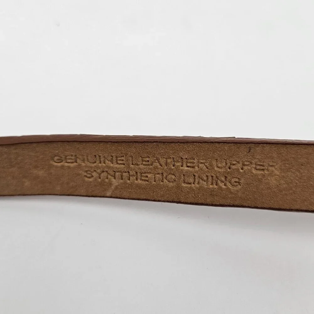 Talbots Brown Snake Embossed Leather Gold Tone Stud Skinny Belt XL